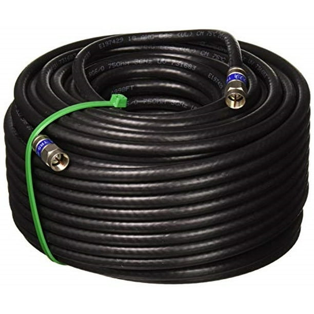 105ft 3Ghz Direct Burial Underground RG6 COAXIAL Cable 18AWG Gel Coated Braid Weather Seal All Brass CONNECTORS UL ETL DIRECTV Digital HD Satellite Cut to Order Assembled in USA 